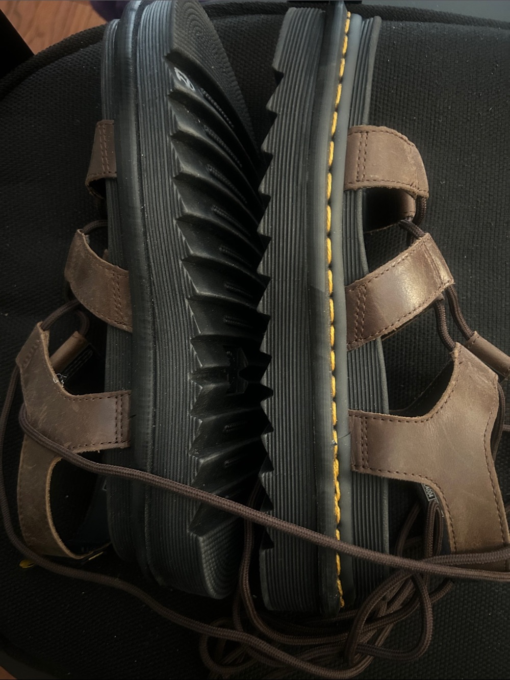 DR MARTENS Nartilla Brown Lace-Up Sandals - Picture 2 of 4